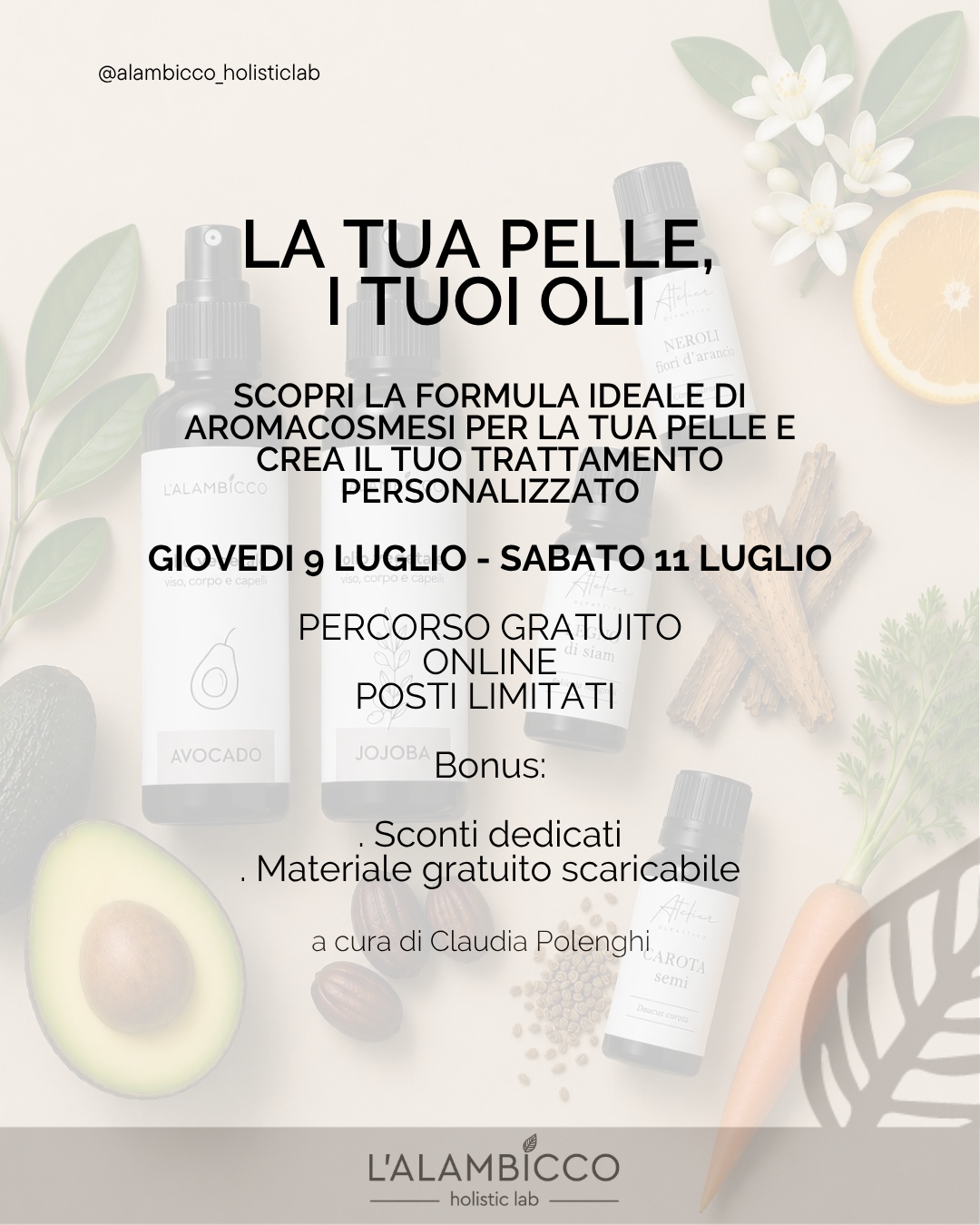 LA TUA PELLE,  I TUOI OLI (Percorso gratuito)